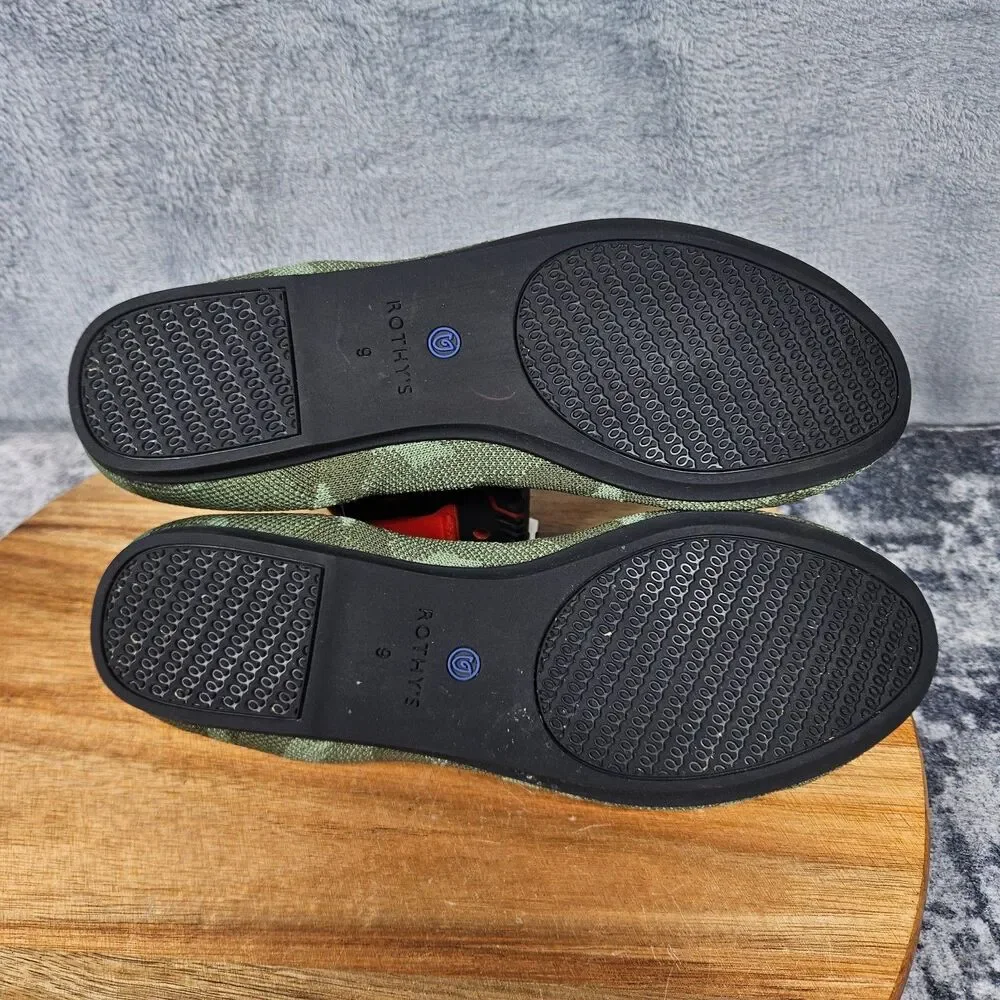 Rothys The Loafer Womens 9 Green Camouflage Slip On Casual Comfort Flats Shoes